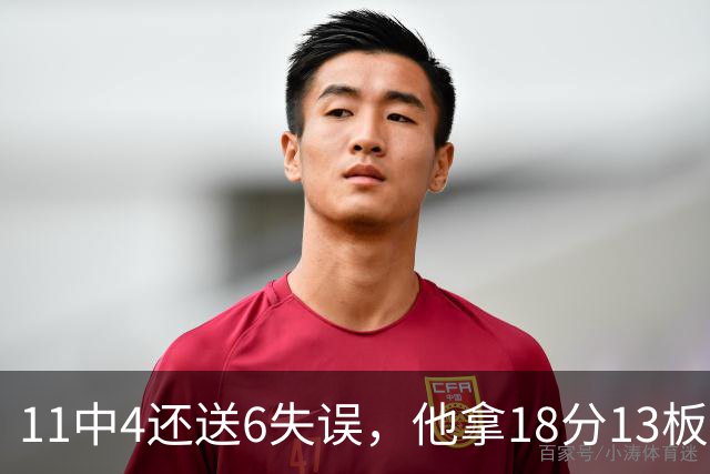 11中4还送6失误，他拿18分13板却正负值-8